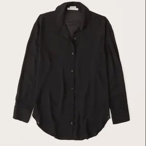Abercrombie Women's Black 90s Long-Sleeve Tie-Front Button Down Shirt